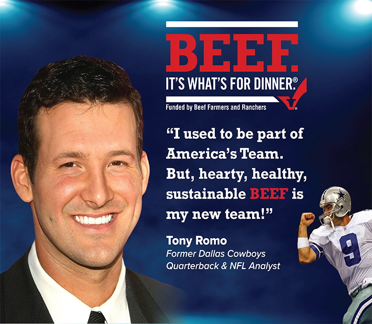 Tony Romo Named New Spokesperson For Beef. It's What's For Dinner